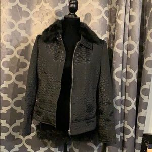 Alfani Black Jacket with detachable fur collar